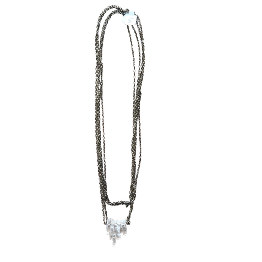 Brass Chain with Clear Stones Necklace